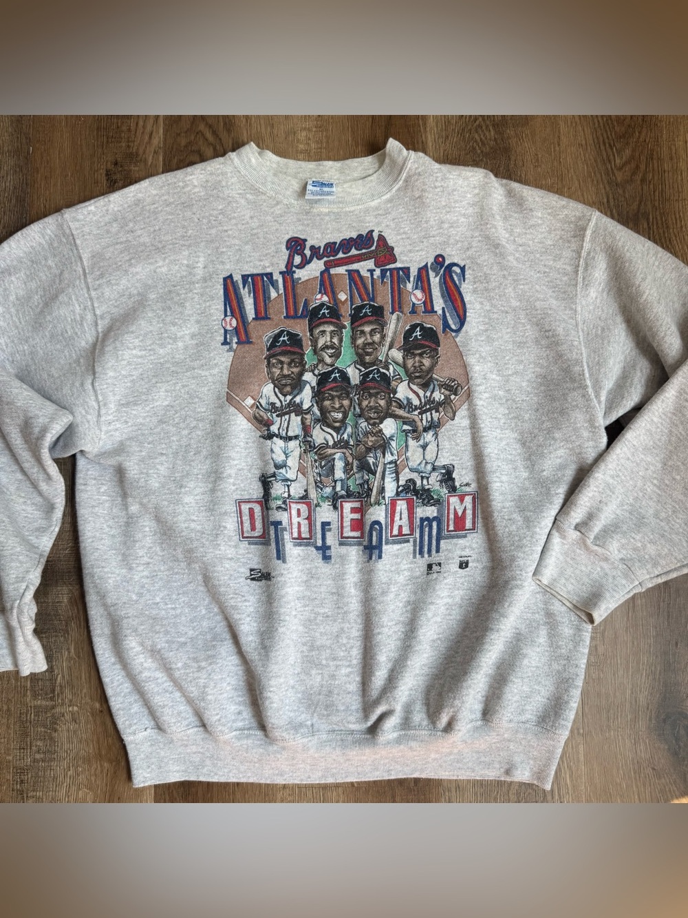 RVintage 1992 Atlanta Braves Dream Team Crewneck Sweatshirt with baseball player